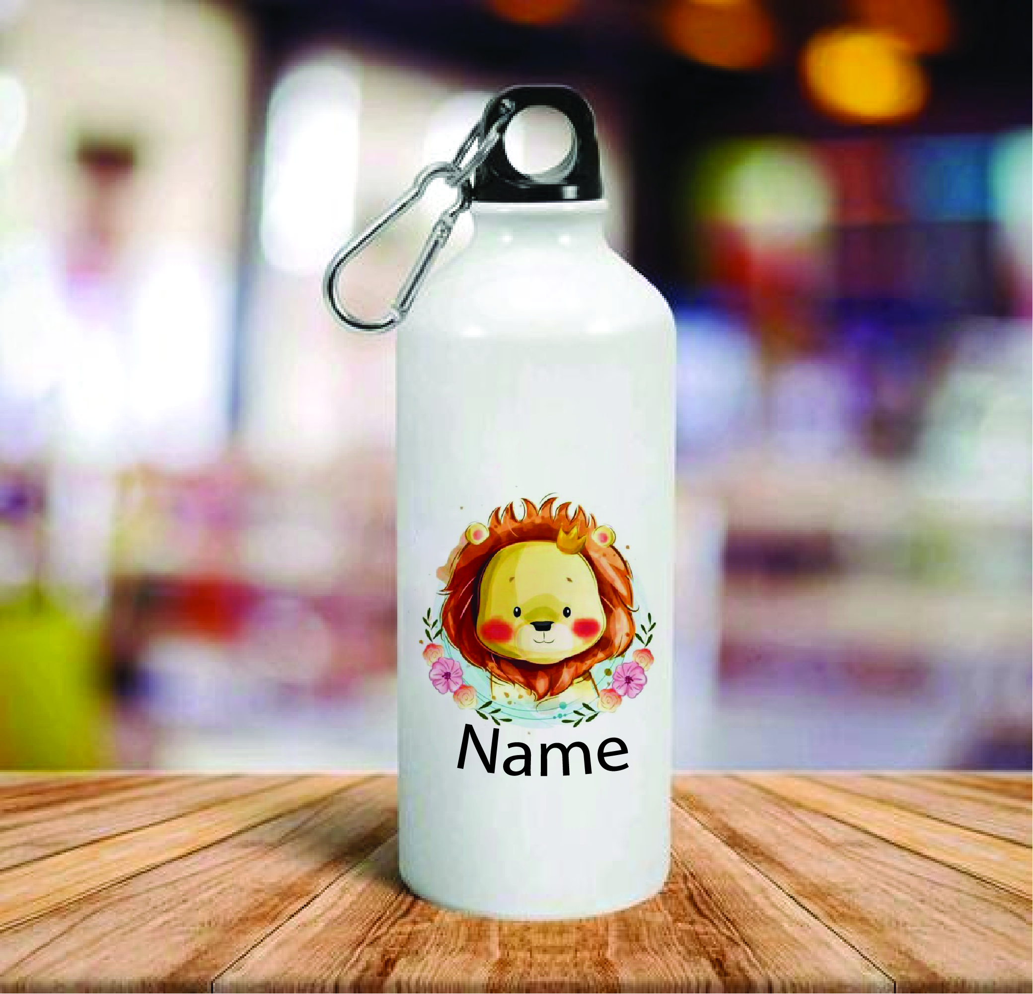 Personalised Baby Lion Cute Aluminum Water Bottle with Name